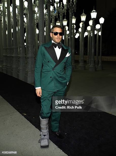 Lapo Elkann, wearing Gucci, attends the 2014 LACMA Art + Film Gala honoring Barbara Kruger and Quentin Tarantino presented by Gucci at LACMA on...