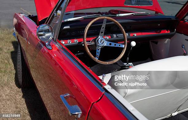 red classic mustang convertible - mustang stock pictures, royalty-free photos & images