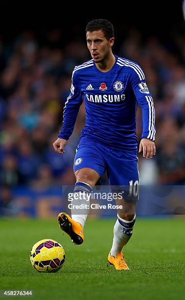 Eden Hazard of Chelsea during the Barclays Premier League match between Chelsea and Queens Park Rangers at Stamford Bridge on November 1, 2014 in...