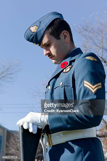 remembrance day ceremony, dartmouth nova scotia, canada. - remembrance day canada stock pictures, royalty-free photos & images