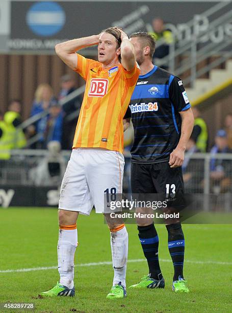 Peter Niemeyer of Hertha BSC during the game between SC Paderborn 07 against Hertha BSC at the Benteler Arena on November 2, 2014 in Paderborn,...