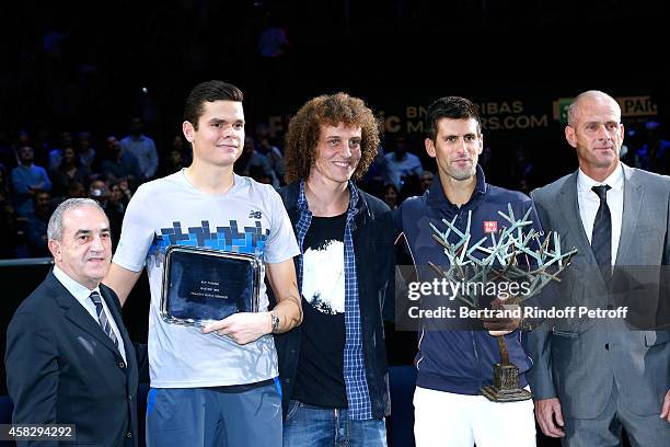 President of French Tennis Federation Jean Gachassin, Loser of the final Milos Raonic, Football player David Luiz, winner of the tournament Novak...