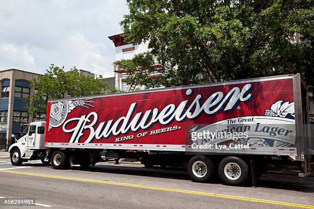 budweiser delivery truck - inbev stock pictures, royalty-free photos & images