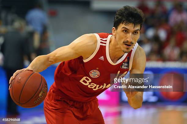 Nihad Djedovic of Muenchen during the Beko Basketball Bundesliga match between FC Bayern Muenchen and WALTER Tigers Tuebingen at Audi-Dome on...