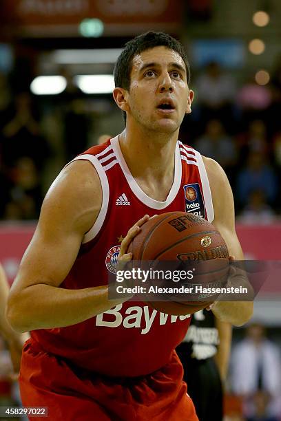 Vasilije Micic of Muenchen during the Beko Basketball Bundesliga match between FC Bayern Muenchen and WALTER Tigers Tuebingen at Audi-Dome on...