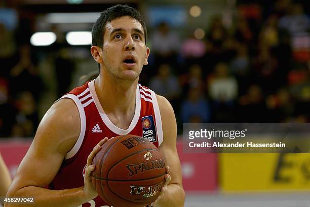 Vasilije Micic of Muenchen during the Beko Basketball Bundesliga match between FC Bayern Muenchen and WALTER Tigers Tuebingen at Audi-Dome on...