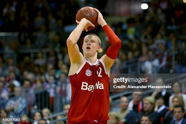 Robin Benzing of Muenchen during the Beko Basketball Bundesliga match between FC Bayern Muenchen and WALTER Tigers Tuebingen at Audi-Dome on November...