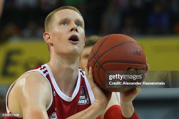 Robin Benzing of Muenchen during the Beko Basketball Bundesliga match between FC Bayern Muenchen and WALTER Tigers Tuebingen at Audi-Dome on November...