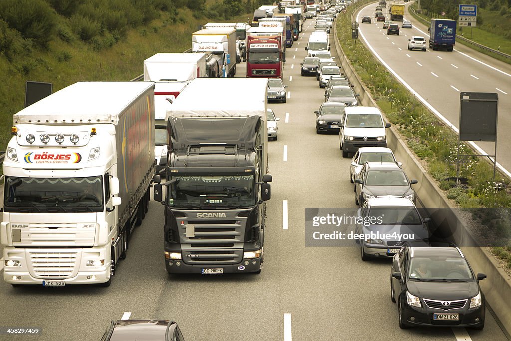 Trucks on Highway A1 Autobahn, Germany