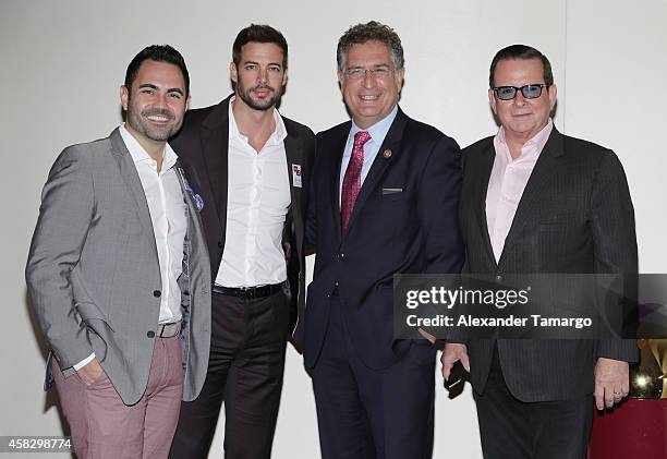 Enrique Santos, William Levy, Joe Garcia and Herman Echevarria are seen at the Latino Victory Project Rally at Florida International University on...