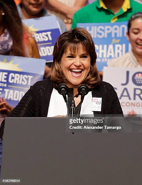 Annette Taddeo speaks at the Latino Victory Project Rally at Florida International University on November 2, 2014 in Miami, Florida.