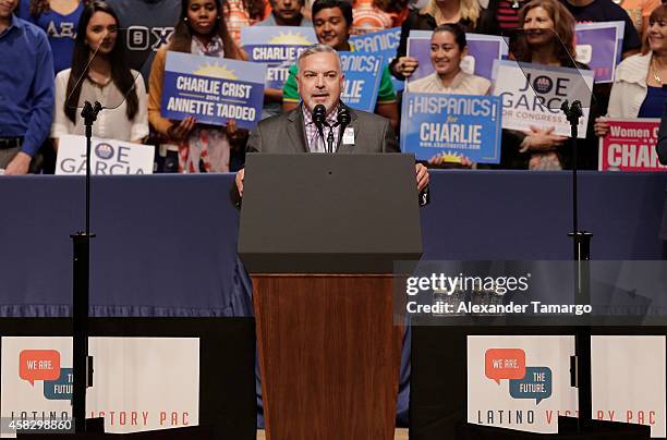 Henry Munoz speaks at the Latino Victory Project Rally at Florida International University on November 2, 2014 in Miami, Florida.