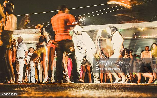 street party in ghetto. - jamaican foto e immagini stock