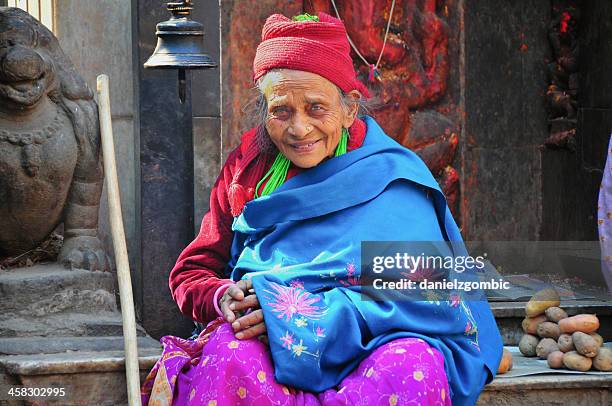 old nepali woman - durbar square stock pictures, royalty-free photos & images