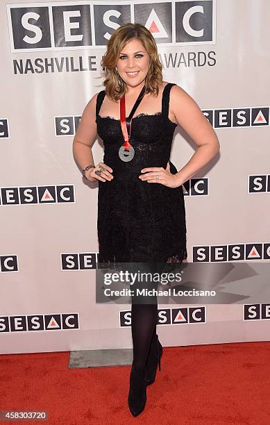 Award recipient Hillary Scott of Lady Antebellum attends the SESAC 2014 Nashville Music Awards at Country Music Hall of Fame and Museum on November...