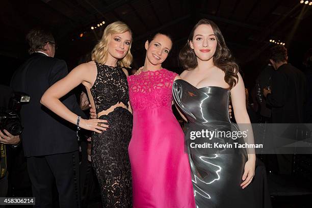 Beth Behr, Kristin Davis and Kat Dennings attend amfAR LA Inspiration Gala honoring Tom Ford at Milk Studios on October 29, 2014 in Hollywood,...