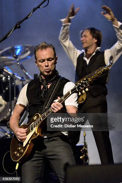 Gary Kemp of Spandau Ballet performs on stage after the screening of the the 'Soul Boys of the Western World' documentary on October 23, 2014 in...