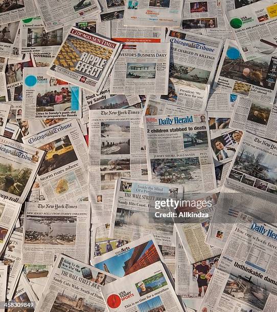 hurricane sandy newspaper headlines - headlines collage stock pictures, royalty-free photos & images