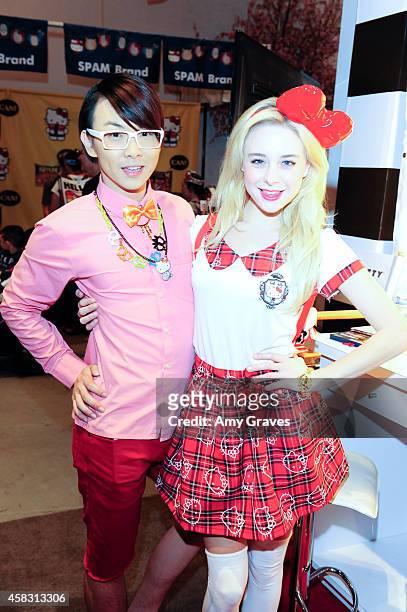 Onch Movement and Alessandra Torresani attend Sephora's First Ever Hello Kitty Beauty Shop at Hello Kitty Con on November 2, 2014 in Los Angeles,...
