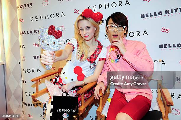 Alessandra Torresani and Onch Movement attend Sephora's First Ever Hello Kitty Beauty Shop at Hello Kitty Con on November 2, 2014 in Los Angeles,...