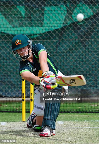 Elyse Villani from the Southern Stars, training at Adelaide Oval on November 3, 2014 in Adelaide, Australia.
