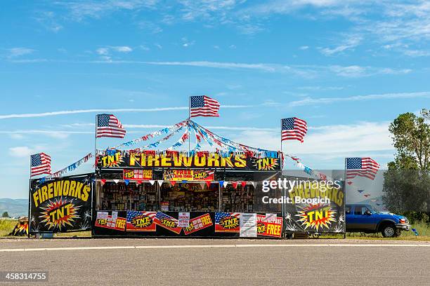 roadside fireworks stand in montana - firework explosive material stock pictures, royalty-free photos & images