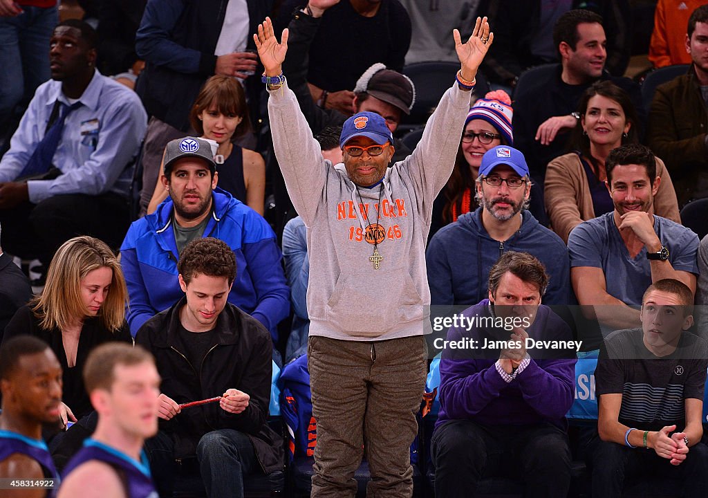 Celebrities Attend New York Knicks vs. Charlotte Hornets