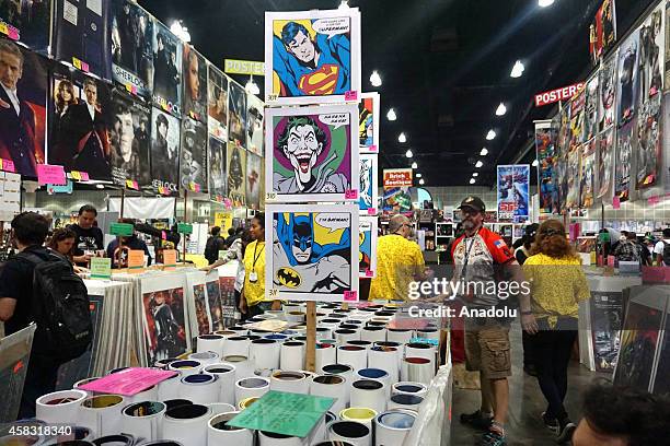 View of the banners of famous comics characters during the first day of American comic book writer Stan Lee's Comikaze Expo at The Los Angeles...