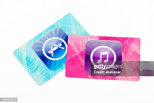 apple itunes store cards - itunes gift card stock pictures, royalty-free photos & images