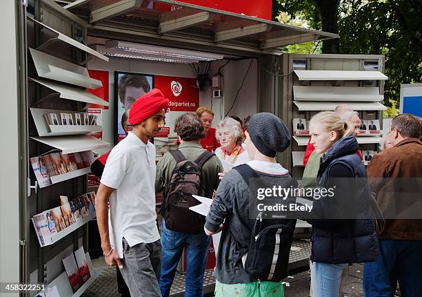 election campaign. - norway democracy stock pictures, royalty-free photos & images