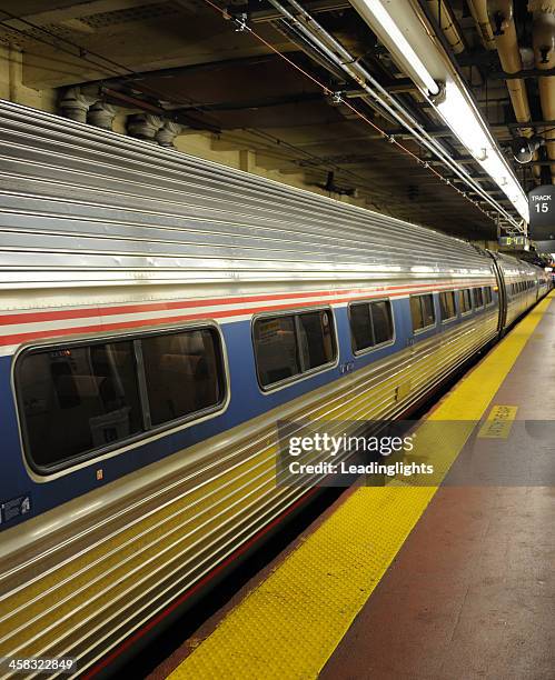 amtrak at penn station - amtrak stock pictures, royalty-free photos & images
