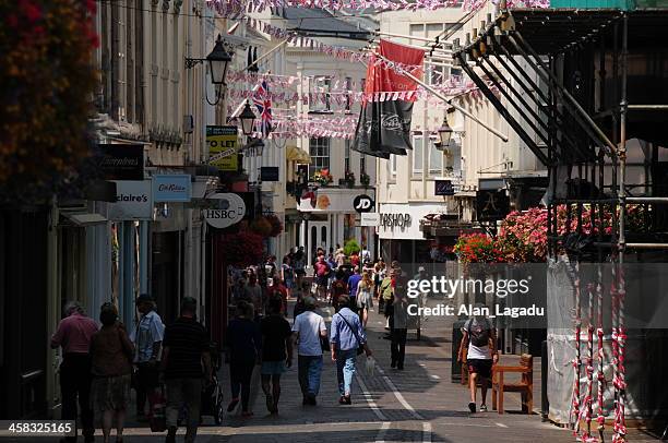 king street, st.helier, jersey. - jersey channel islands stock pictures, royalty-free photos & images