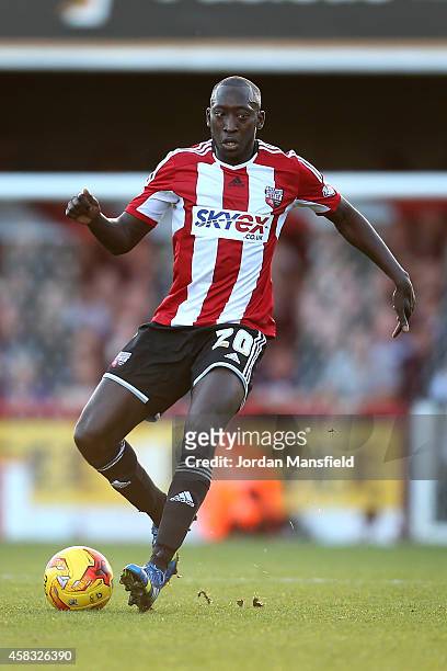 Toumani Diagouraga of Brentford in action during the Sky Bet Championship match between Brentford and Derby County at Griffin Park on November 1,...