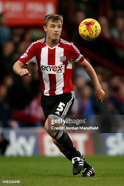 Tony Craig of Brentford in action during the Sky Bet Championship match between Brentford and Derby County at Griffin Park on November 1, 2014 in...