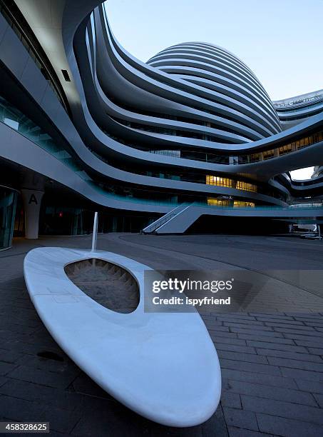 view of the galaxy soho, beijing,china - wangjing soho stockfoto's en -beelden