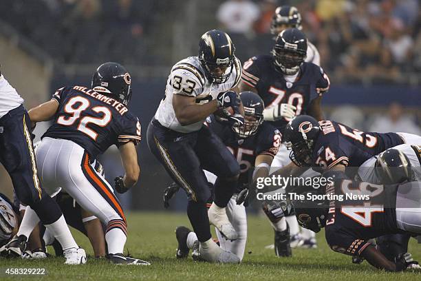 Hunter Hillenmeyer of the Chicago Bears in action during a game against the San Diego Chargers on August 18, 2006 at Soldier Field in Chicago,...