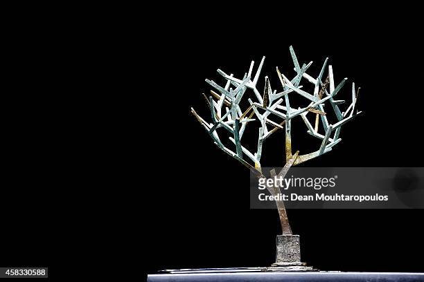 Detailed view of the Winners trophy prior to the Final match during day 7 of the BNP Paribas Masters held at the at Palais Omnisports de Bercy on...