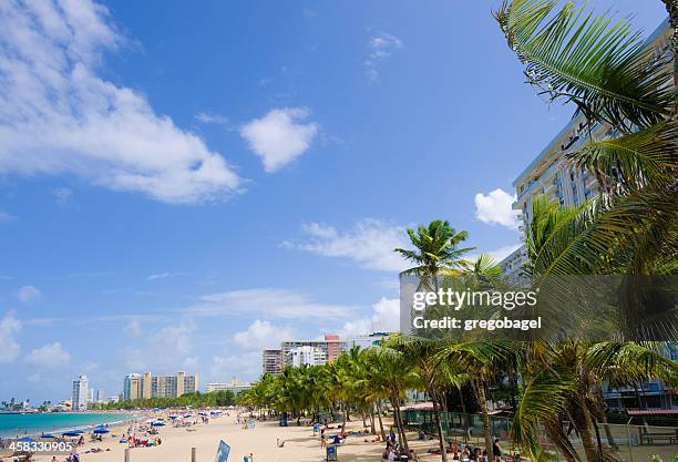 beach at isla verde in carolina, puerto rico - isla verde beach stock pictures, royalty-free photos & images