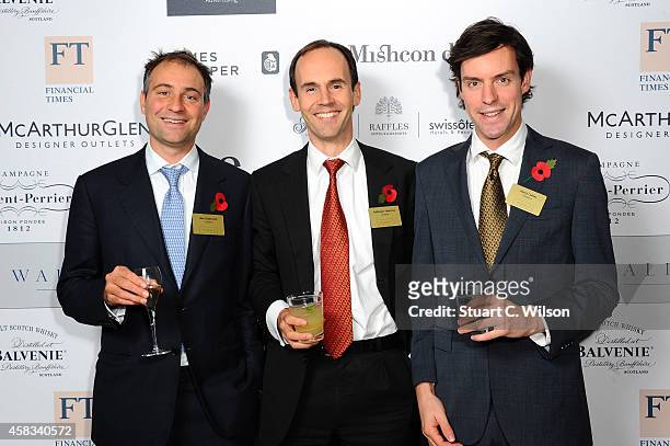 Ben Goldsmith, Balthazar Fabricius and Harry Collins attend the Walpole British Luxury Awards 2014 at the Victoria & Albert museum on November 3,...