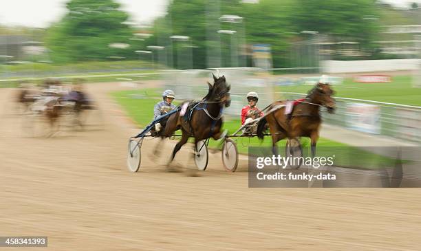 trabrennfahrer in motion - harness racing stock-fotos und bilder