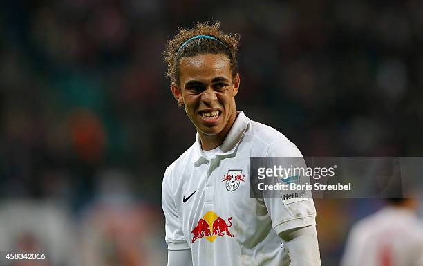 Yussuf Yurary Poulsen of Leipzig looks on after the Second Bundesliga match between RB Leipzig and 1. FC Kaiserslautern at Red Bull Arena on November...