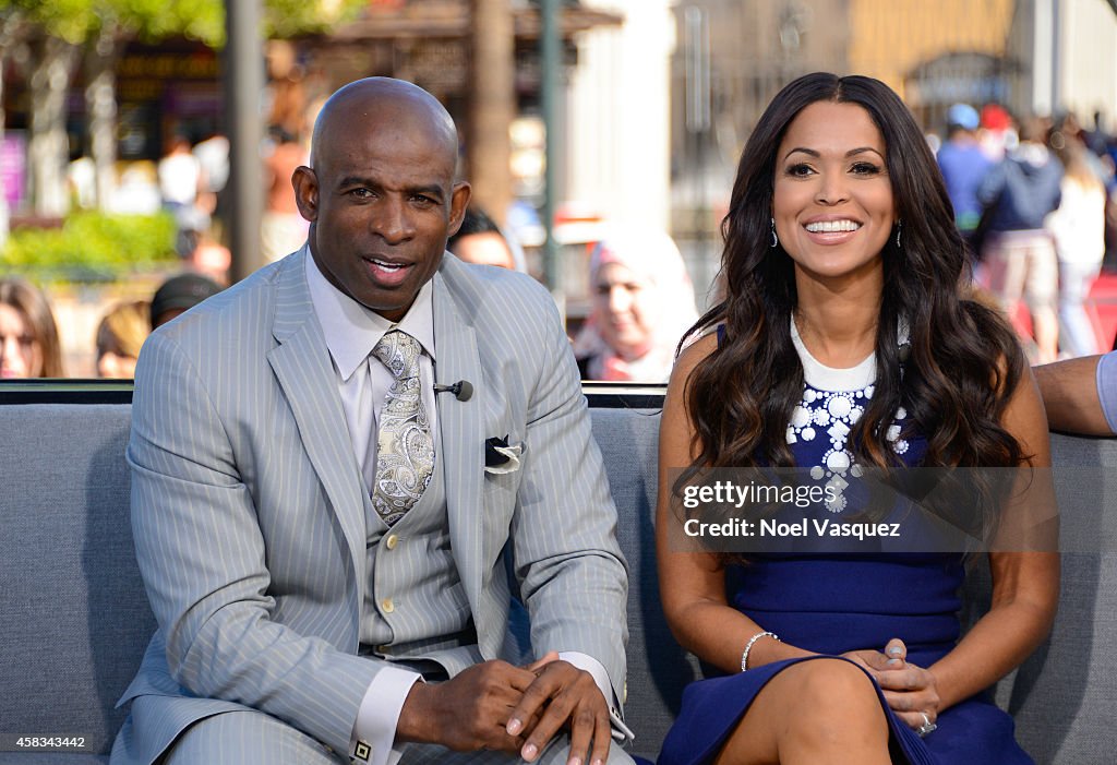 Deion Sanders And Leah Remini At "Extra"