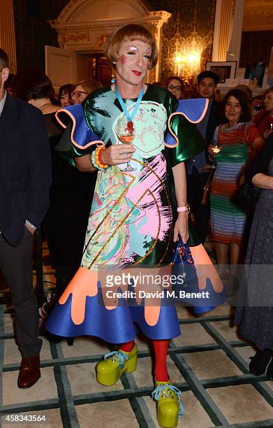 Grayson Perry attends a fundraising event for The Eve Appeal at Claridge's Hotel on November 3, 2014 in London, England.