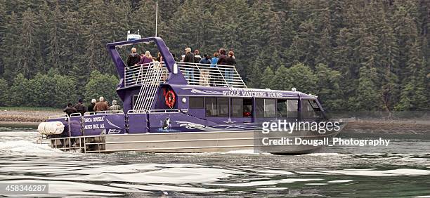 whale watching boat in auke bay near juneau alaska - tour boat stock pictures, royalty-free photos & images