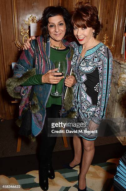 Meera Syal and Kathy Lette attend a fundraising event for The Eve Appeal at Claridge's Hotel on November 3, 2014 in London, England.