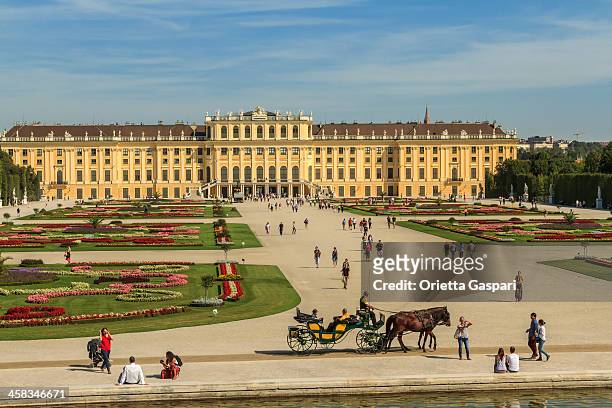schönbrunn palace & gardens, vienna - schonbrunn palace vienna stock pictures, royalty-free photos & images