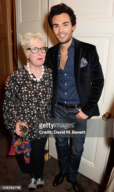 Jenny Eclair and Mark Francis Vandelli attend a fundraising event for The Eve Appeal at Claridge's Hotel on November 3, 2014 in London, England.