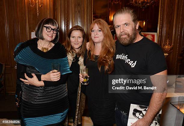 Philippa Perry, Jessica Hynes, Annie Kevans and guest attend a fundraising event for The Eve Appeal at Claridge's Hotel on November 3, 2014 in...