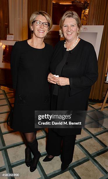 Kate Percival and Bridget Barker attend a fundraising event for The Eve Appeal at Claridge's Hotel on November 3, 2014 in London, England.