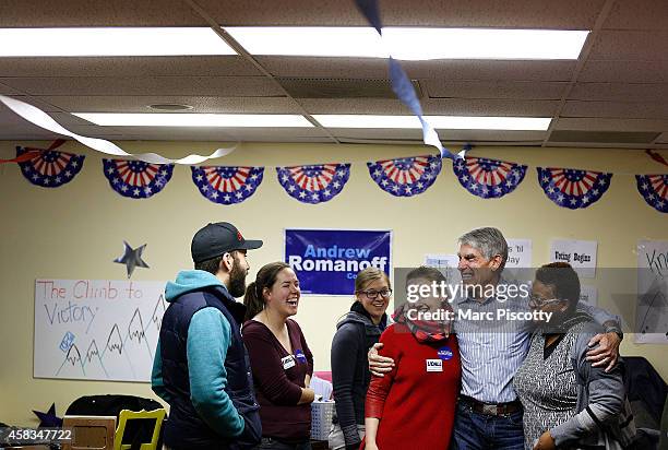 Sen. Mark Udall thanks volunteers at a Democratic field office on November 3, 2014 in Aurora, Colorado. Udall is facing off against Republican...